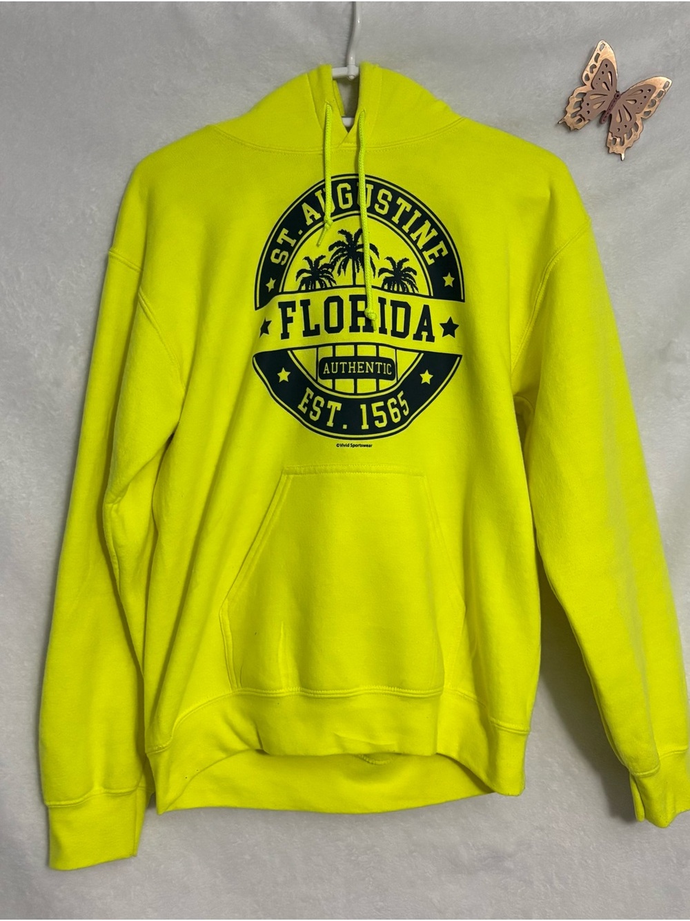 Florida St. Augustine Graphic Hoodie Sweatshirt Yellow Size S